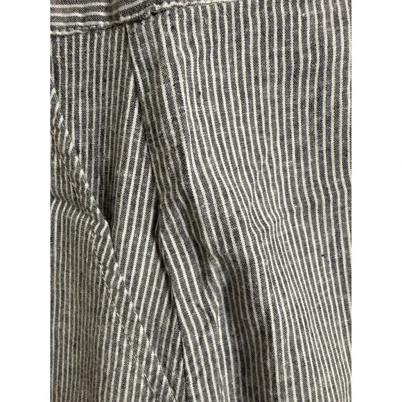 Sustainable Hemp Tencel Dress Fair Trade Coastal Stripe Button Front Pockets L - Picture 6 of 11